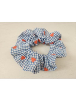 Chouchou en coton vichy coeurs
