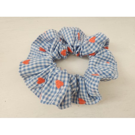 Chouchou en coton vichy coeurs