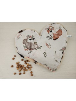 Bouillotte coeur de noyaux de cerise coton / minkee tout doux