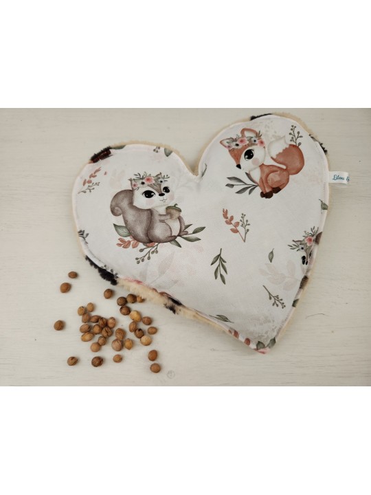 Bouillotte coeur de noyaux de cerise coton / minkee tout doux