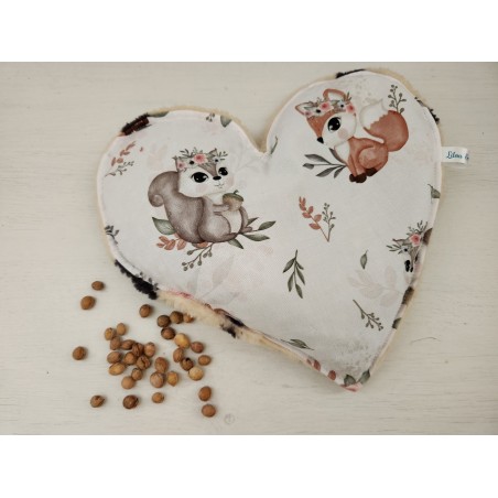 Bouillotte coeur de noyaux de cerise coton / minkee tout doux