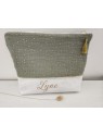 Trousse de toilette personnalisée double gaze vert kaki et or