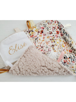Doudou étiquettes en liberty Felda, personnalisé tout doux