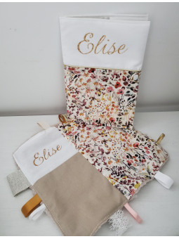 Doudou étiquettes en liberty Felda, personnalisé tout doux