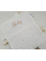 Doudou étiquettes en double gaze blanche et or, personnalisé tout doux