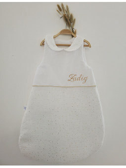 Doudou étiquettes en double gaze blanche et or, personnalisé tout doux