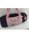 Sac polochon week-end personnalisé en liberty Wiltshire pois de senteur et velours marine