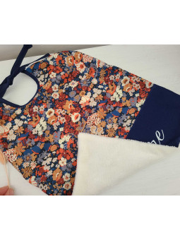 Bavoir liberty Thorpe et coton marine personnalisé prénom
