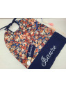 Bavoir liberty Thorpe et coton marine personnalisé prénom