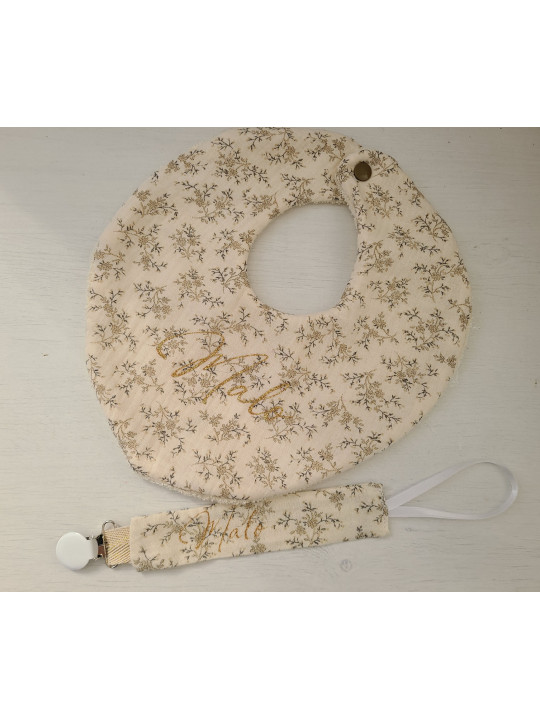 Bavoir bandana personnalisé en double gaze de coton fleuri mixte