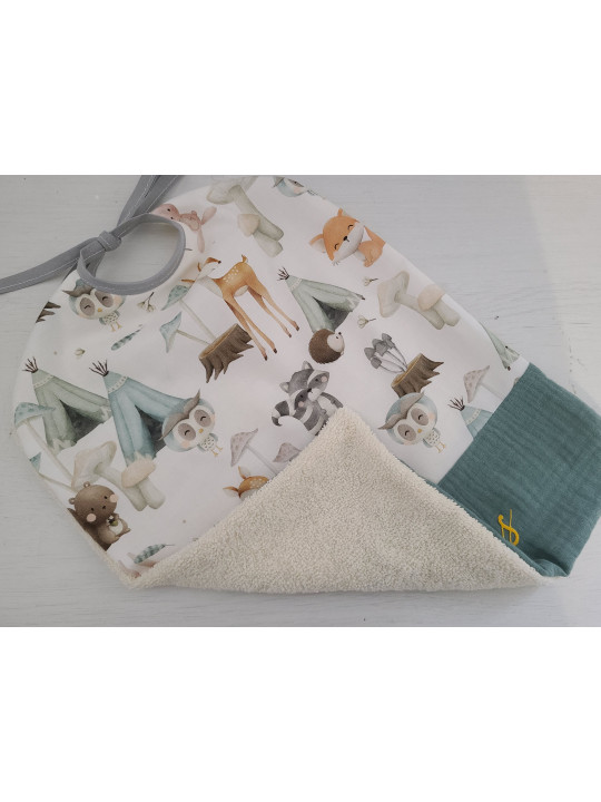 Bavoir coton thème forêt / éponge personnalisé prénom