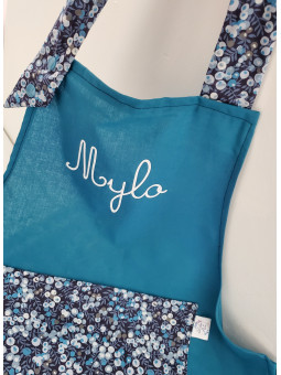 Tablier enfant / adulte personnalisé en liberty wiltshire bleu nuit