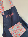 Tablier enfant / adulte personnalisé en liberty rouge, bleu, rose