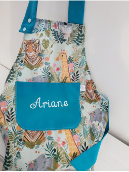 Tablier enfant personnalisé en coton jungle mint