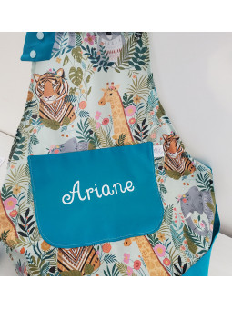 Tablier enfant personnalisé en coton jungle mint