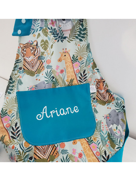 Tablier enfant personnalisé en coton jungle mint