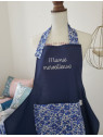 Tablier personnalisé marine et liberty Betsy lavande (choix de tailles)