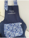 Tablier personnalisé marine et liberty Betsy lavande (choix de tailles)