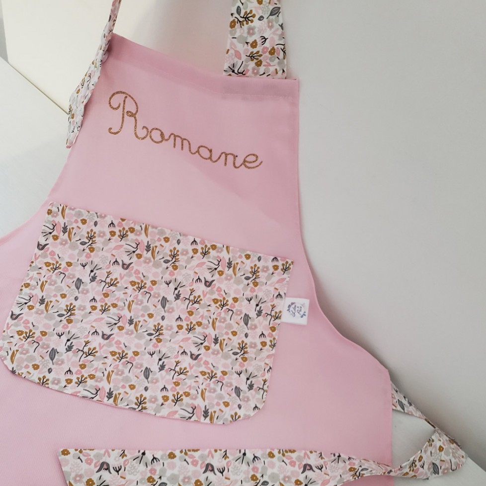 Tablier enfant personnalisé en coton floral