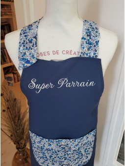 Tablier personnalisé marine et liberty Wiltshire bleu (choix de tailles)