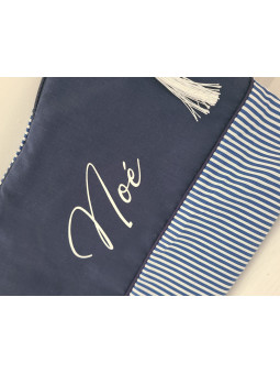 Trousse de toilette marine et blanche personnalisée