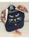 Sac à dos petit lapin maternelle / crèche velours et liberty Thorpe personnalisé