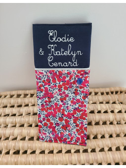 Protège livret de famille personnalisable liberty Wiltshire rouge et marine