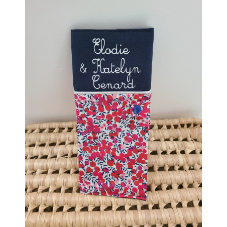 Protège livret de famille personnalisable liberty Wiltshire rouge et marine