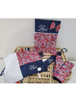 Protège livret de famille personnalisable liberty Wiltshire rouge et marine