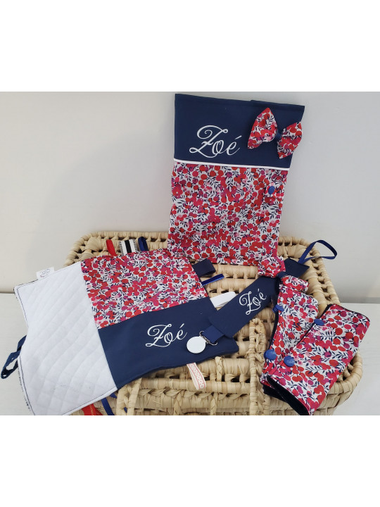 Protège livret de famille personnalisable liberty Wiltshire rouge et marine