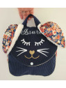 Sac à dos petit lapin maternelle / crèche velours et liberty Thorpe personnalisé