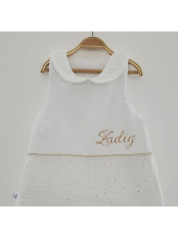 Gigoteuse hiver 0-6 mois personnalisée en double gaze et col claudine