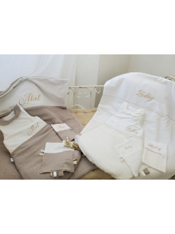 Gigoteuse hiver 0-6 mois personnalisée en double gaze et col claudine