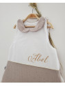 Gigoteuse hiver 0-6 mois personnalisée en double gaze et col claudine