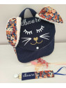 Sac à dos petit lapin maternelle / crèche velours et liberty Thorpe personnalisé