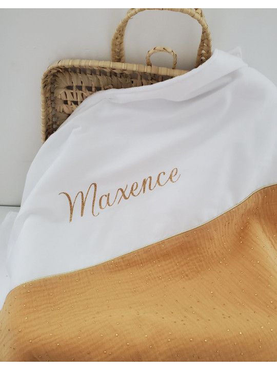 Couverture personnalisée en double gaze doublée minkee extra doux