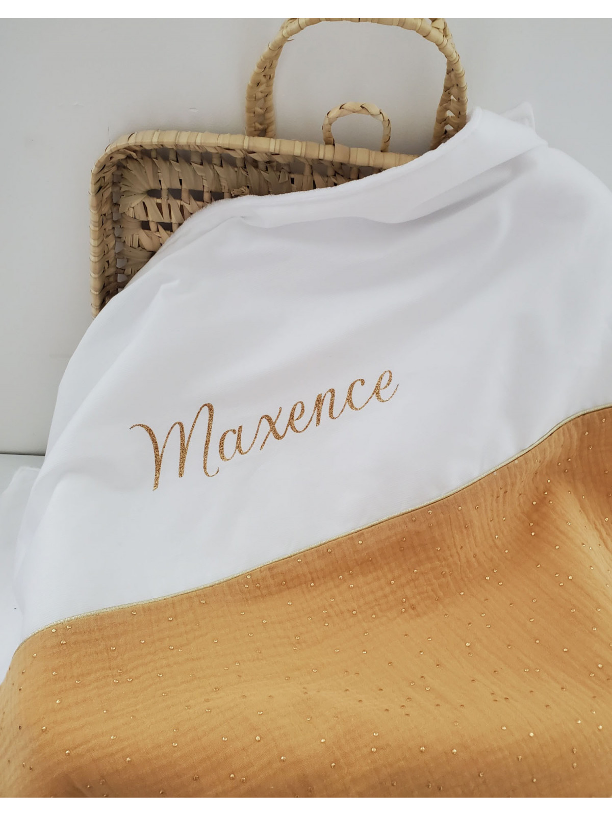 Couverture personnalisée en double gaze doublée minkee extra doux