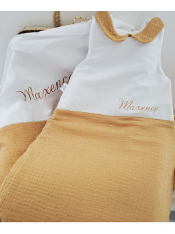 Couverture personnalisée en double gaze doublée minkee extra doux