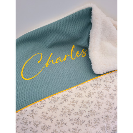 Grande couverture personnalisée double gaze et moumoute