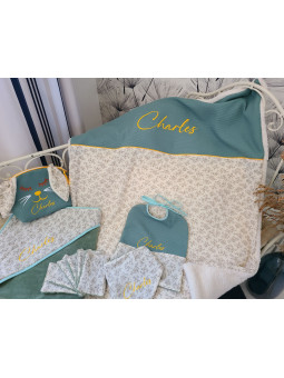 Grande couverture personnalisée double gaze et moumoute