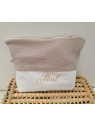 Trousse de toilette personnalisée double gaze ficelle et or