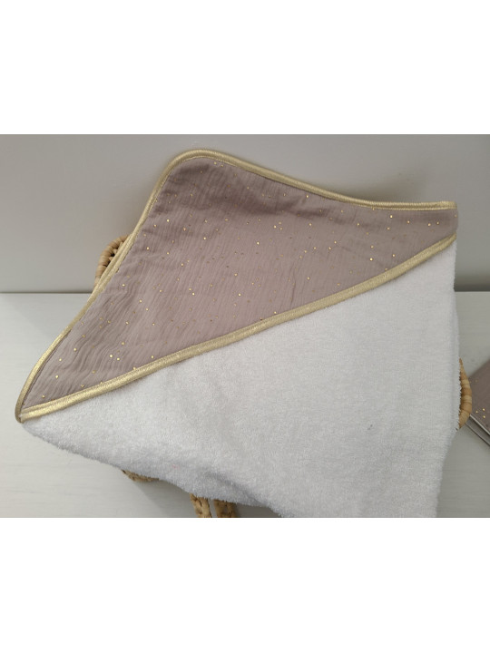 Cape de bain personnalisée en double gaze et éponge de bambou