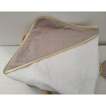 Cape de bain personnalisée en double gaze et éponge de bambou