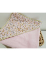 Cape de bain personnalisée prénom coton floral rose et or