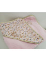 Cape de bain personnalisée prénom coton floral rose et or