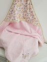 Cape de bain personnalisée prénom coton floral rose et or