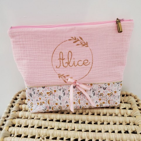 Trousse école fille personnalisée liberty Phoebe rose, cadeau maîtresse -   France