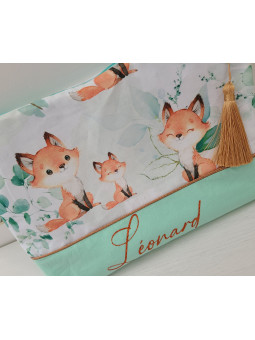 Trousse de toilette personnalisée, joli coton renards