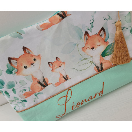Trousse de toilette personnalisée, joli coton renards