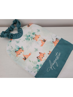 Grande serviette élastiquée petits renards pour maternelle, tissus au choix